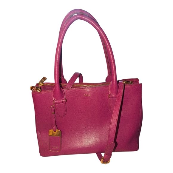 Lauren Ralph Lauren Handbags - Lauren Ralph Lauren Pink Tote with Gold Accents *Slight Flaw*
